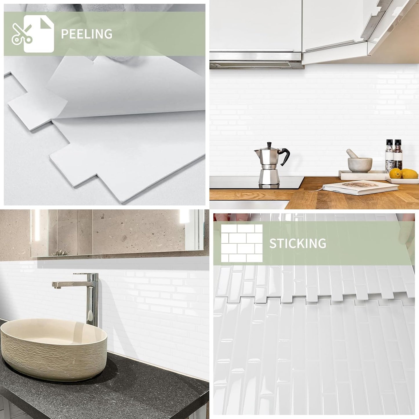 10 Sheets Thick Peel and Stick Kitchen Backsplash Tiles | 3D Waterproof Self Adhesive Wall Tile Stick on Backsplash for Kitchen,Bathroom and Fireplace(Pink,12"×12")