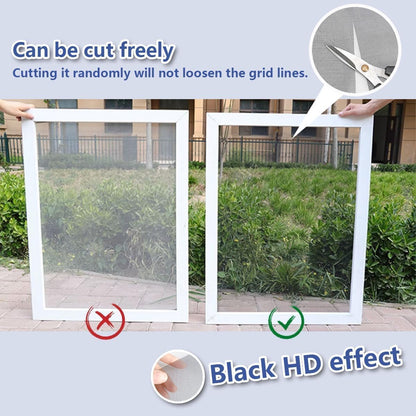 Window Screen with Upgraded Hook and Loop Adhesive Edging Frame Free Cutting DIY Max 20 feet Perimeter 47x73 to 42x78 inch Black Mesh Window Screens Replacement (Black)