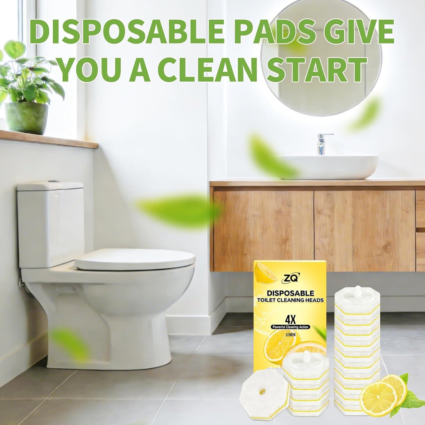 Toilet Bowl Wand Refills for Clorox, Toilet Cleaner Refills,100 Count | Compatible with Clorox Toilet System, Pre-Loaded Cleaner, 3-Layer Scrub Pads, 4X Cleaning Power , Lemon Lavender Scent