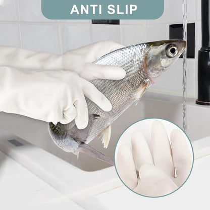 2 Pairs, 15 Inches, Nitrile Cleaning Gloves, Kitchen Dishwashing Gloves, Reusable, Durable, Water-Resistant, And Hypoallergenic (Medium)