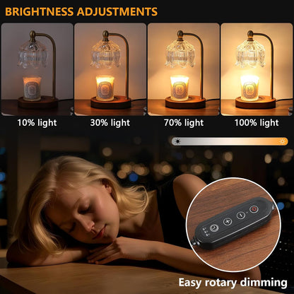 MEIXISUE Candle Warmer Lamp with Timer and Dimmer,Electric Gold Light Gifts for Women Melt Wax Warmer Lamp with 2 Bulbs for Candle Jars House Warming New Home Decor Bedroom