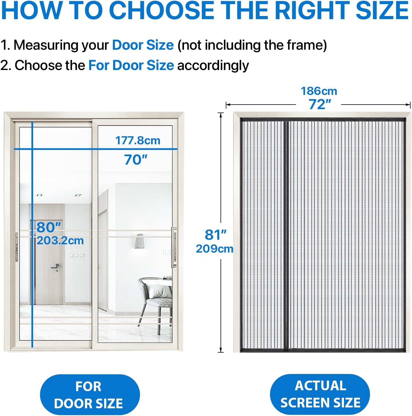 Heavy Duty Door Screen Magnetic Closure, LOVIGA Thickened Fiberglass Screen Door Mesh, Self Sealing, Tear Resistant, Easy Assemble, Fine Mesh Keep Bugs Out Fit Door Size 36 Inch X 82 Inch