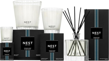 NEST New York Reed Diffuser, Moroccan Amber - 5.9 fl oz - Fragrance for Up to 90 Days - Reusable, Refillable Glass Holder - Includes 8 All-Natural Reed Sticks - Flame Free