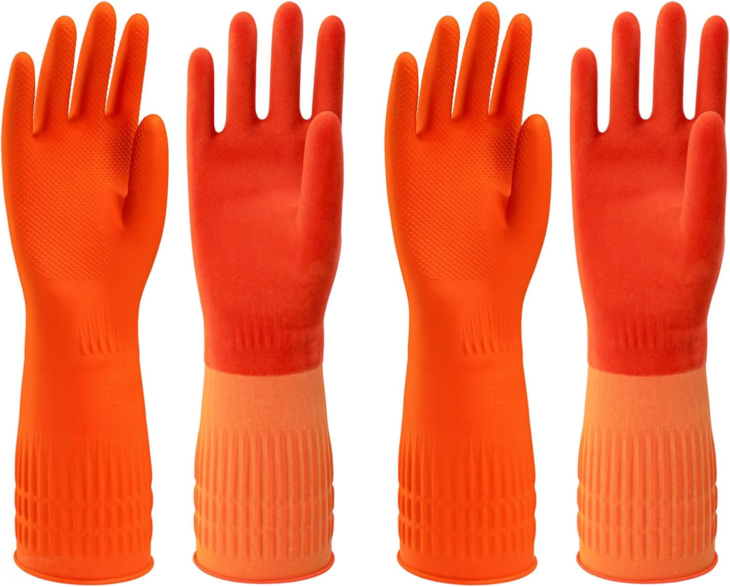 North Tower Rubber Gloves Kitchen Cleaning For Washing Dishing Kithchen, warmming Heat Resistant Dishwashing Gloves,18",2 Pairs Large