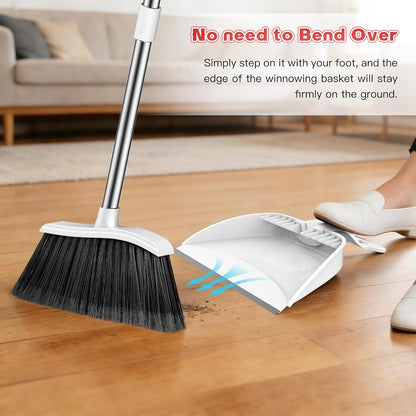 Heavy Duty Broom, 54-inch Adjustable Long Handle Angle Brooms Large Brooms for Sweeping Indoor and Outdoor Commercial Broom for Home Kitchen Patio Garage Porch Courtyard Classroom, Red