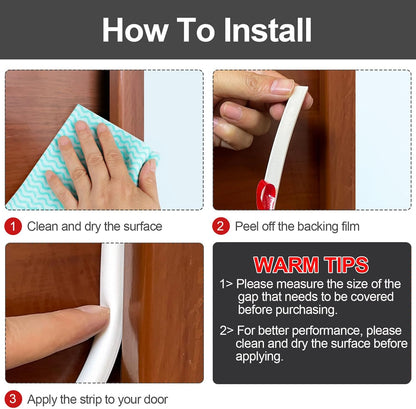 [New Upgrade] 19.7Ft Silicone Door Weather Stripping Door Seal Strip for Doors & Windows, Multi-Layer Soundproof Chamber Design, Self-Adhesive, Seal Large Gaps, Easy to Cut & Install