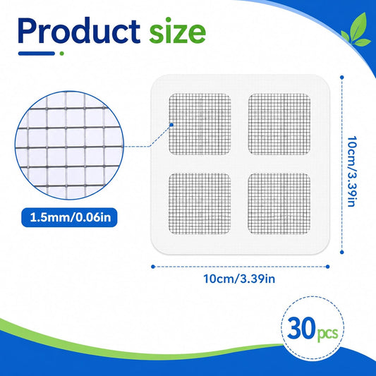 30PCS Window Screen Patches Repair Kit, Mesh Patches (4 Inch) | Self-Adhesive Mesh Patch Repair Kit, Tent Repair Patches, Outdoor Tent Patch Kits, Portable Screen Tape for Window, Camping