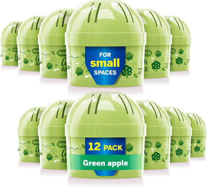 HUMYDRY Moisture Absorber Device, Mini 12-Pack,12.6oz, Green Apple Scent | 2-in-1 Moisture Absorber, Air Freshener Device, Dual-Function, Closets, Bathrooms, Small Spaces, Each Mini Lasts 4 to 6 Weeks