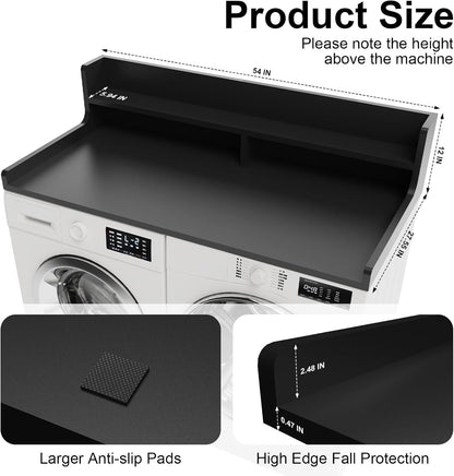 Washer Dryer Countertop, 54" x 27.55" 2-Tier Washer Dryer Topper with Edge, for Laundry Room Organization Whisper White