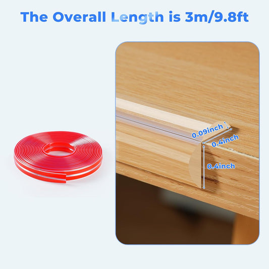 Corner Protector Baby, Edge Protector for Baby, Transparent Silicone Furniture Corner & Edge Safety Bumpers, Suitable for Sharp Corners on Tables, Cabinets, Drawers(19.6ft L*0.78inch W*0.09inch H)