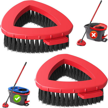 2 Pack 1-Tank Spin Mop Scrub Brush Head Replacement for O Ceda EasyWring 1-Tank System(Red), Hard Bristle Scrubber Brush for Floor Cleaning Accessories (Not Fit for RinseClean 2-Tank)