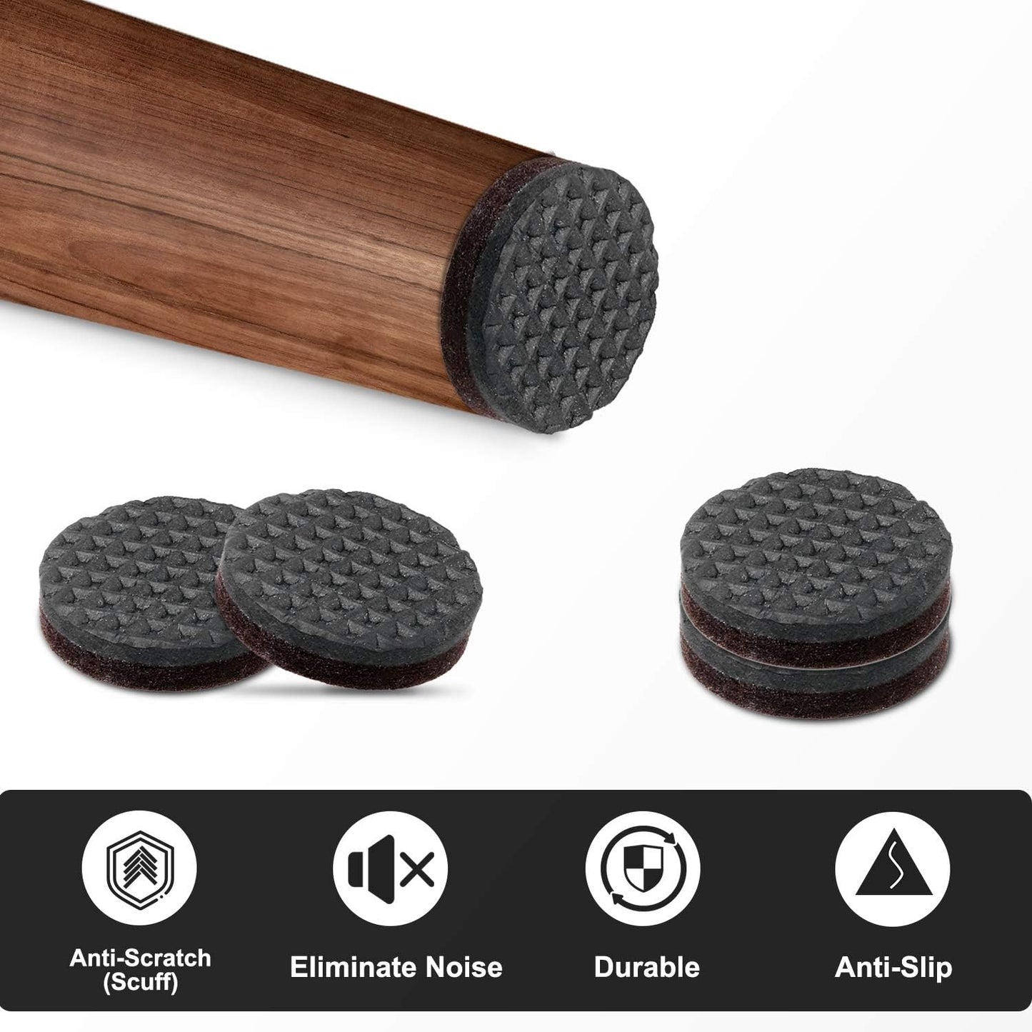 Yelanon Non Slip Furniture Pads -12pcs 4" Furniture Grippers Hardwood Floors, Non Skid for Furniture Legs,Self Adhesive Rubber Feet, Anti Slide Furniture Floors Protectors for Keep Couch Stoppers