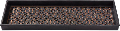 HF by LT Jasmine Premium Rubber Boot Tray, 34 x 14 inches, Heavy Duty Vulcanized Rubber Design, One-Piece Seamless Construction, Year Round Use Indoors/Outdoors, Black with Brushed Copper