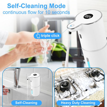 Automatic Soap Dispenser,6-Level Foaming Hand Soap Dispenser,Touchless Dish Soap Dispenser for Kitchen Bathroom,Ipx5 Waterproof,1200mah Rechargeable,12.8oz/380ml,Wall Mount & Countertop