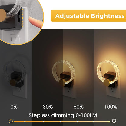 L LOHAS LED Night Light,Dimmable Night Lights Plug into Wall, 2 Pack Acrylic Nightlight with 0-100 LM Adjustable Brightness, 3000K Plug in Night Light with Dusk to Dawn Sensor, for Bathroom Hallway