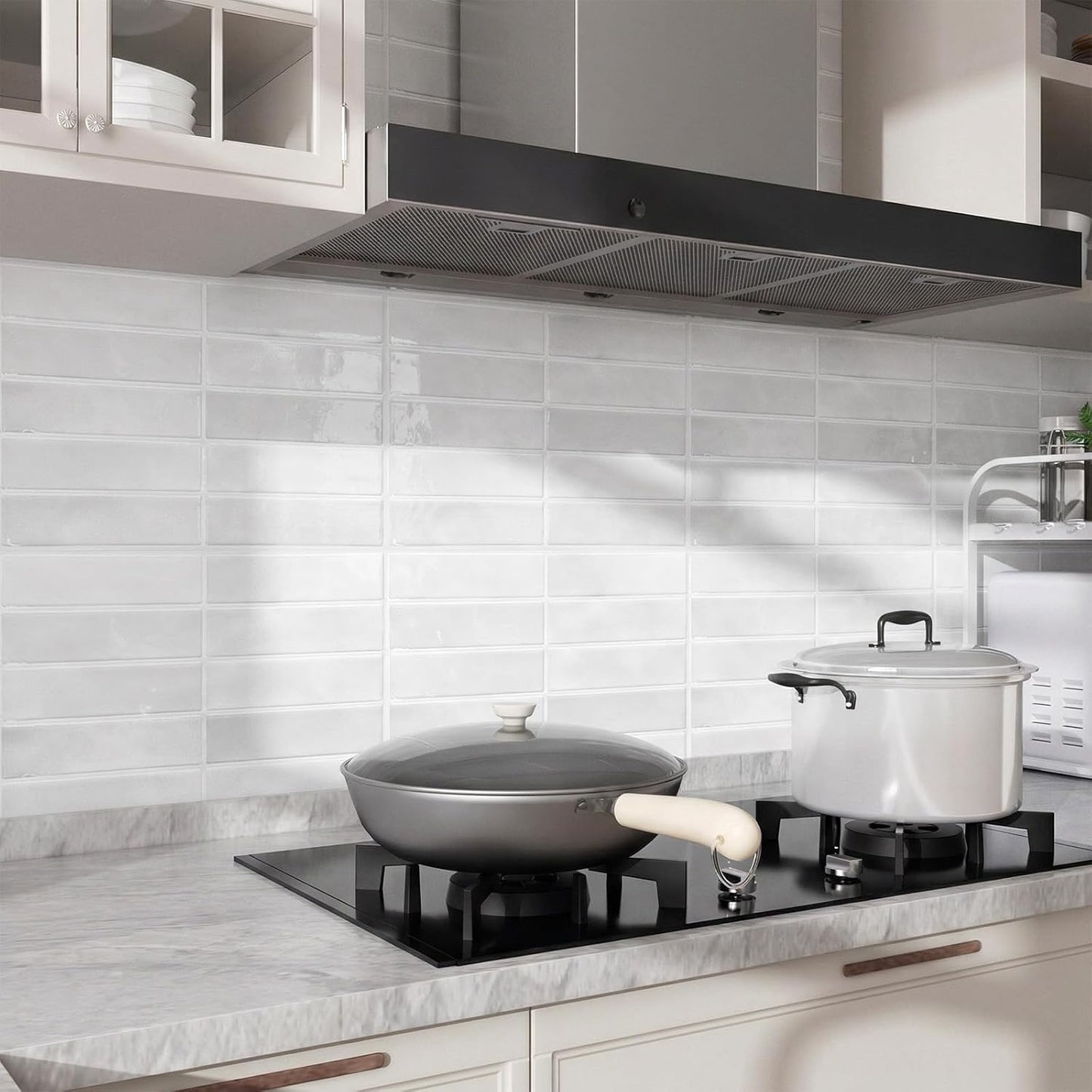 Peel and Stick Backsplash Tiles – Easy DIY Self-Adhesive Subway Wall Tiles, 10 Pack for Kitchen & Bathroom, 11.42'' x 9'' (White Grey)