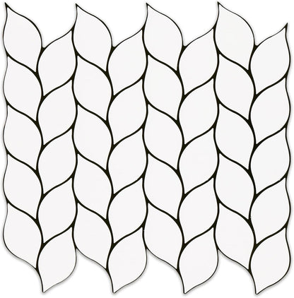 Tilingview 10 Pcs Vinyl Leaf Peel and Stick Tile for Kitchen Backsplash, Premium Self-Adhesive Tiles Plastic Wall Stickers Art Mosaics (Blue Gray)