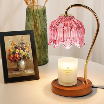 Funistree Flower Candle Warmer Lamp with Timer, Dimmable Candle Lamp Warmer, Christmas Birthday Gifts for Women Mom Her, Housewarming Home Decor, Lotus Wax Warmer for Yankee Candles - Lily Amber