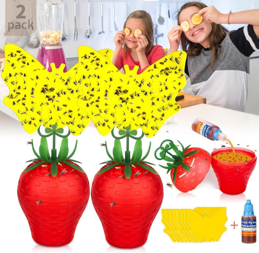 Fruit Fly Traps for Indoors, Gnat Killer Pet&People Safe, Effective Fruit Flies Catcher for Mosquitoes, Gnats, Moths, Durable Flying Insect Trap with Sticky for Home Plants Kitchen Garden