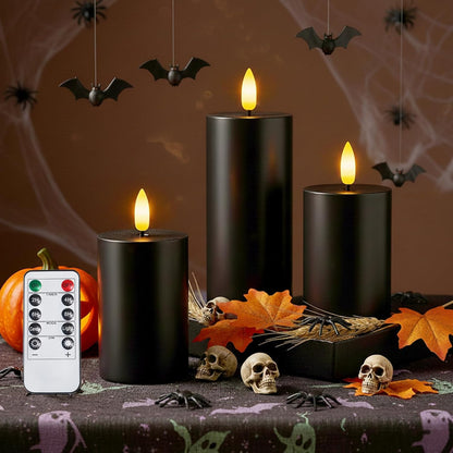 Homemory White Flameless Candles Battery Operated with Remote Timer, 3x3 Real Wax LED Pillar Candle for Home Fireplace Bedroom Living Room Party, Set of 3