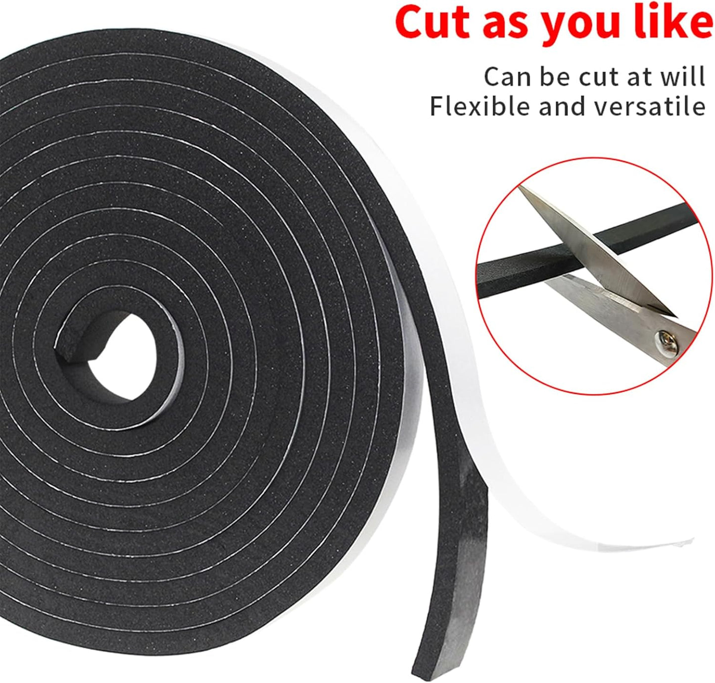 Weather Stripping Door Seal Strip for Doors and Windows, 1In x 1/8In x 33Ft x 2 Roll Foam Insulation Tape Self Adhesive,Sound Proof,Weatherstrip,Pipe Cooling, Air Conditioning Seal Strip - Colors A
