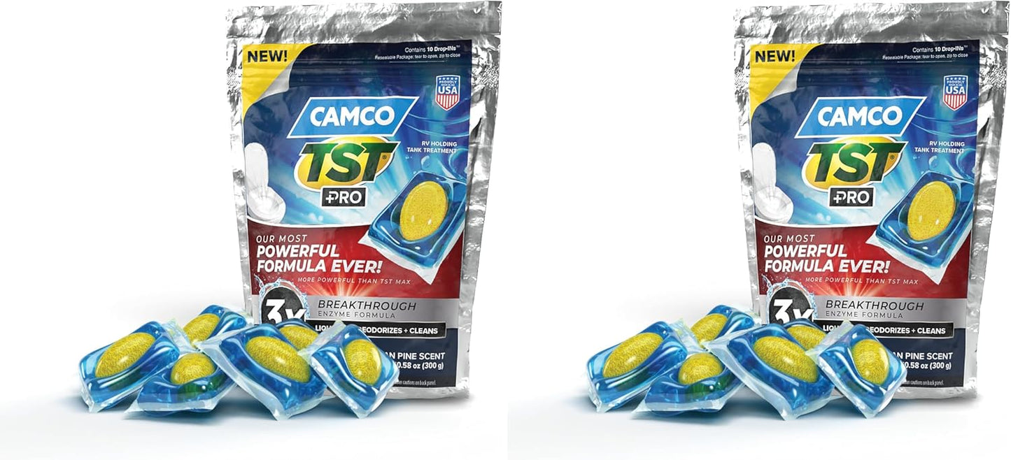 Camco TST MAX RV Toilet Treatment Drop-INs - Control Unwanted Odors and Break Down Waste and Tissue - Septic Tank Safe - Lavender Scent - 30-pack (41553)