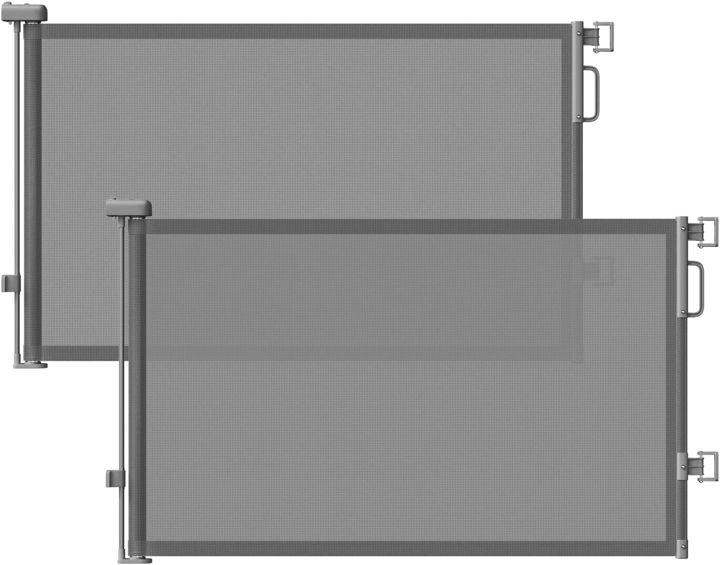 Retractable Baby Gate for Stairs & Doorways, Mesh Dog Gate Indoor Outdoor, Extends to 55" Wide 34" Tall Child Gate for Hallways, Deck, Porch, Pet Toddler Safety Essentials, Easy Install, Grey