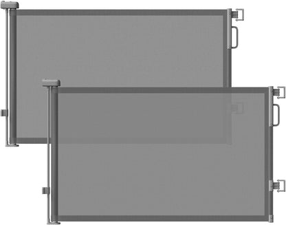 Retractable Baby Gate for Stairs & Doorways, Mesh Dog Gate Indoor Outdoor, Extends to 55" Wide 34" Tall Child Gate for Hallways, Deck, Porch, Pet Toddler Safety Essentials, Easy Install, Grey