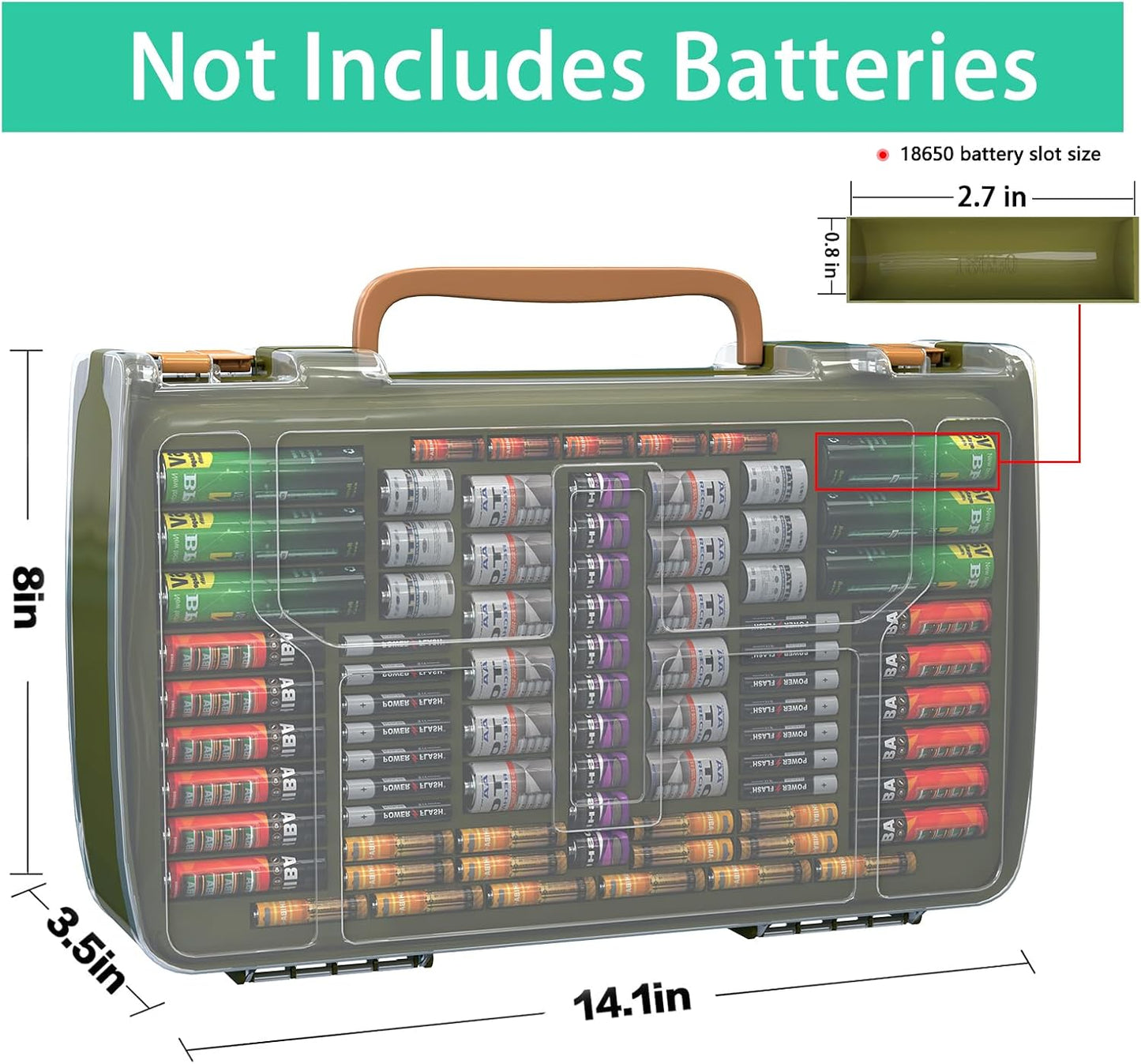ALCYON 269+ Battery Organizer Case with Tester, Double-Sided Storage-Blue | Clear Rigid Shell and Dedicated Slots Keep Batteries Visible, Separated and Secure for Home, Office or Workshop,Case Only