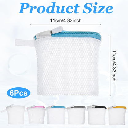 Tyqour 6 PCS Small Laundry Bag Mesh Mini Laundry Bags for Washing Machine 4.3 X 4.3 Inch Wash Bag for Delicates Laundry Pod Mesh Bag with Zipper for Home Travel