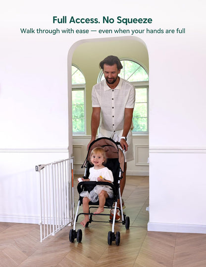 Babelio Baby Gate for Stairs, Kitchen & Doorways, No Bottom Bar| One-Handed Operation| Auto-Close| Hardware Mount (Drill Needed) Safety Dog/Pet Gate (Black - B17, 26-43" W, 28" H)