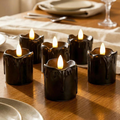 Eywamage Ivory Flameless Votive Candles with Timer Batteries, 2x3 inch Small LED Pillar Candles Flickering Set of 6