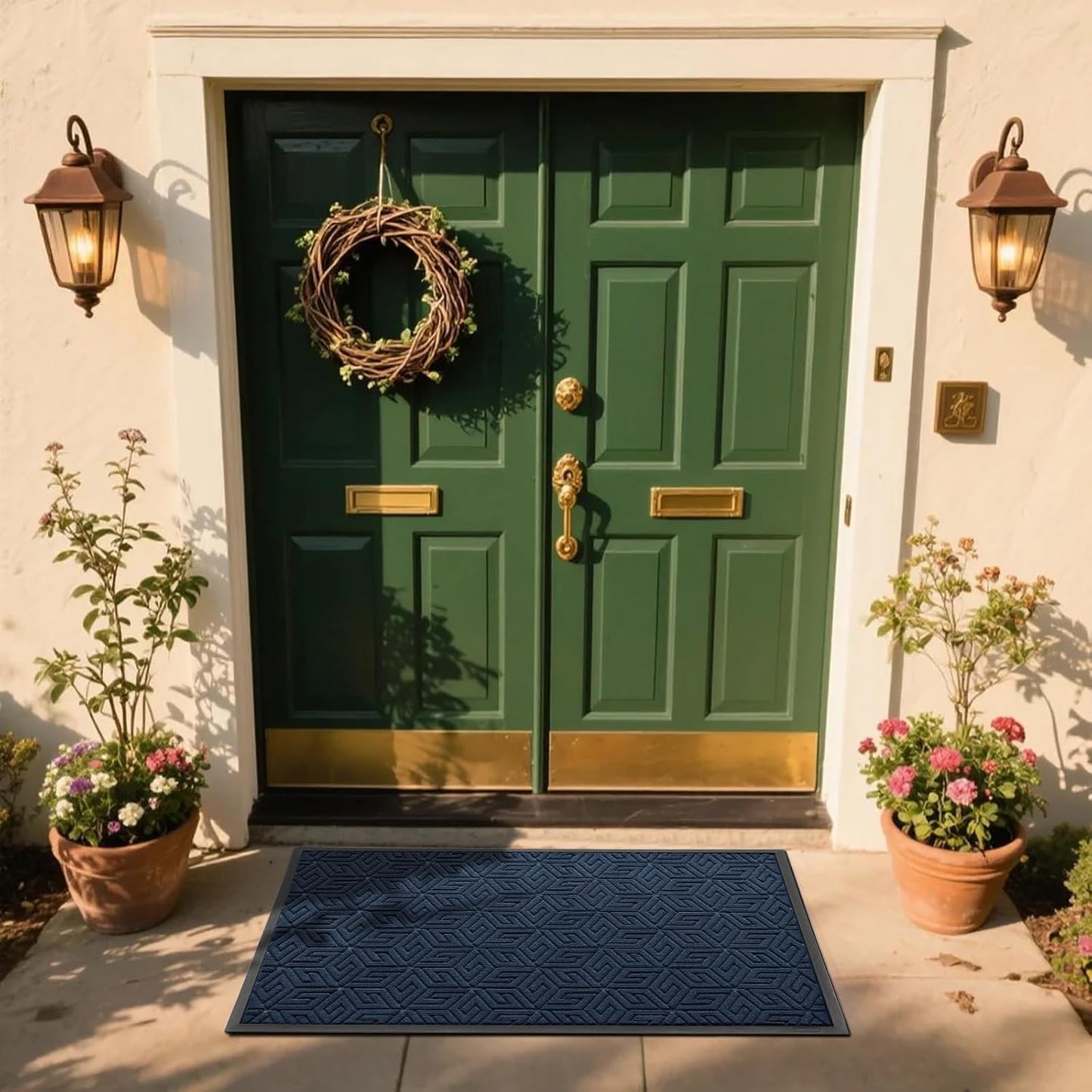 Yimobra Doormat Outdoor Entrance 29.5x17, All-Weather Waterproof Outdoor Mats for Front Door, Non Slip Welcome Door Mat for Patio Proch Outside Entryway Indoor, Black