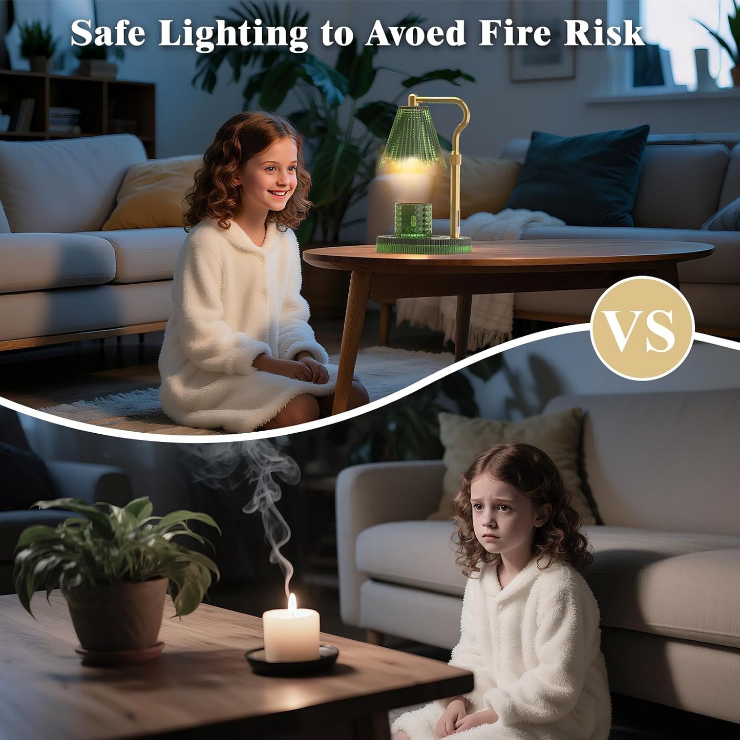 Candle Warmer Lamp with Timer & Dimmable 4-Level Brightness - Adjustable Height,for New Home Bedroom, Gifts for Women(Blue)