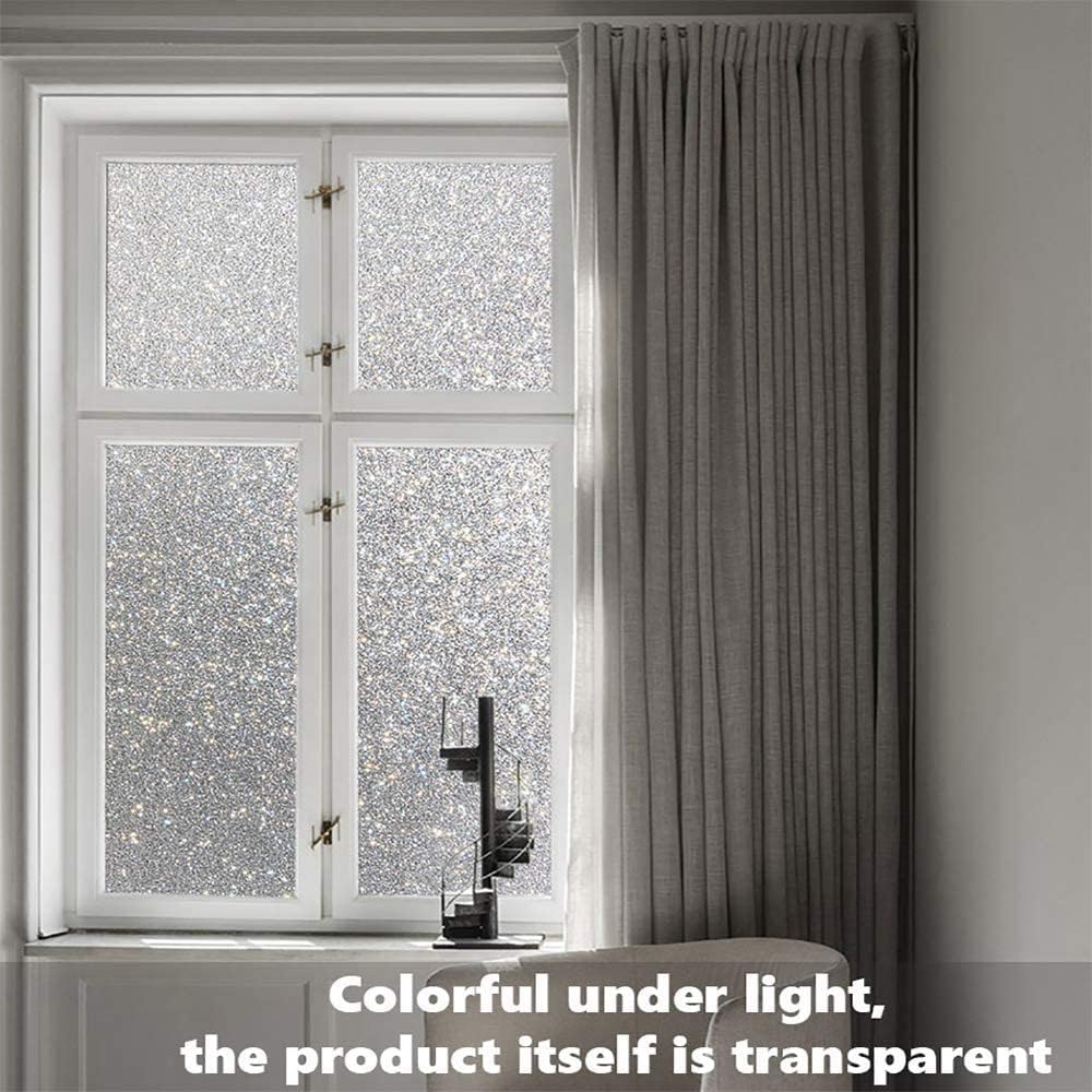Finnez Frosted Privacy Window Film - Static Cling No Adhesive, Reusable & Easy to Remove, Decorative Glass Film for Home Bathroom Office Door, Crystal Clear 17.5 x 78.7 inches