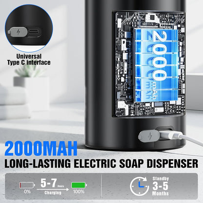 Fantictas Automatic Foaming Soap Dispenser Touchless, Stainless Steel 11.5 oz 3 Levels Adjustable Hand Soap Dispenser with Rechargeable Sensor Pump for Kitchen & Bathroom Liquid Soap