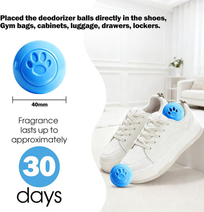 SCENTORINI Shoe Deodorizer Balls, 8 Pack Linen Scent Sneaker Deodorizer Balls, Odor Eliminator for Smell Shoes Boots, Long Lasting Shoe Freshener for Gym Bags, Drawers and Small Spaces