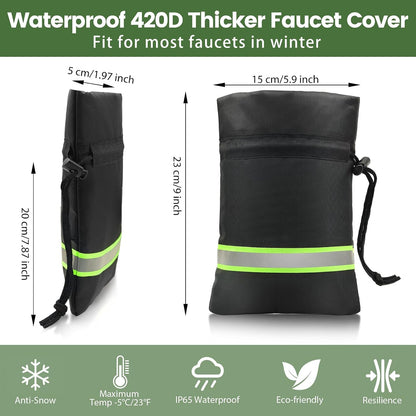 Outdoor Faucet Covers for Winter Freeze Protection, 4 Pack 9" H x 5.9" W Outside Hose Bib Covers for Winter, Thickened Reflective Pipe Wrap Insulation Socks with 420D Waterproof Oxford Fabric