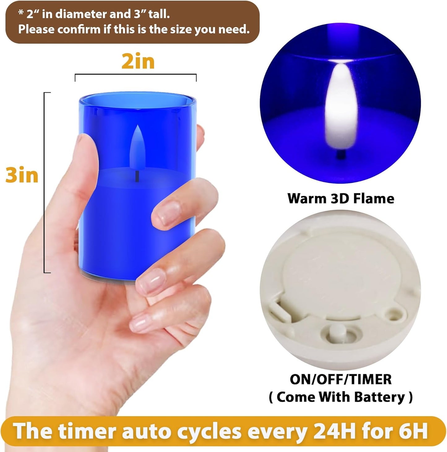 VIODAIM 12Pack Flickering Flameless LED Candles with Remote & Timer, Battery Powered - Small Pillar & Votive, Clear (2"X3")