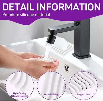 2 Pcs Self Draining Silicone Soap Holder - Waterfall Design Soap Dishes for Bathroom, Keeps Soap Bars Dry & Clean,White
