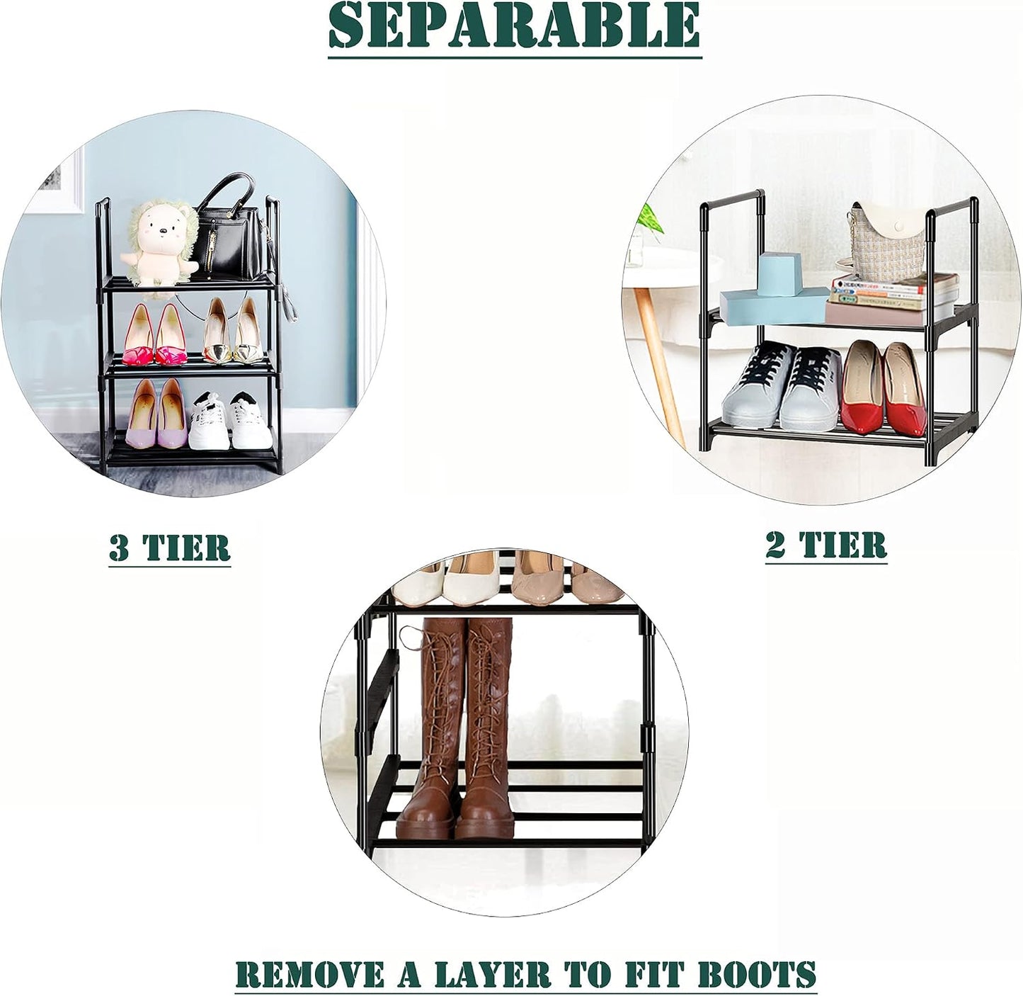 OYREL Sturdy Metal Organizer for Narrow Closets, Shoe Shelf Stand