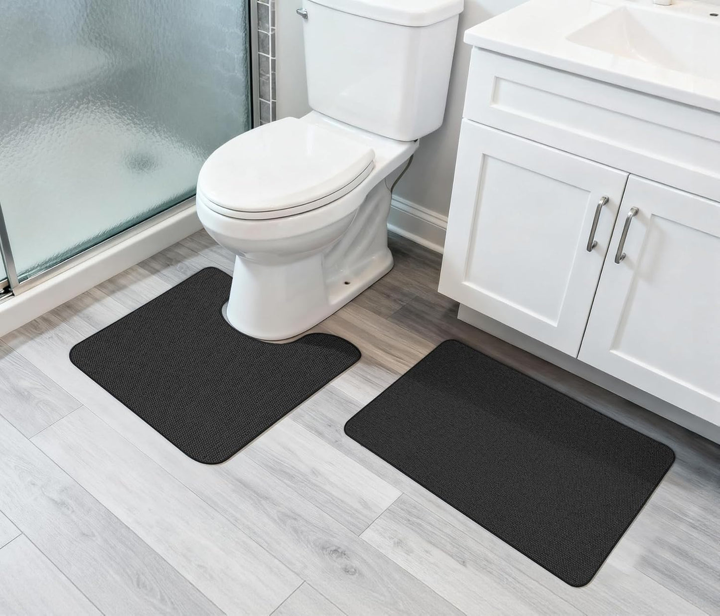 Bath Mat,Ultra Thin Bathroom Rugs,Rubber Bath Mats for Bathroom,No Slip Bath Rugs,Quick Dry,Machine Washable,Low Pile,Absorbent,Shower Outside,Sink,Home Decor Accessories.Grey,1'5"x2'3"(17x27Inch)