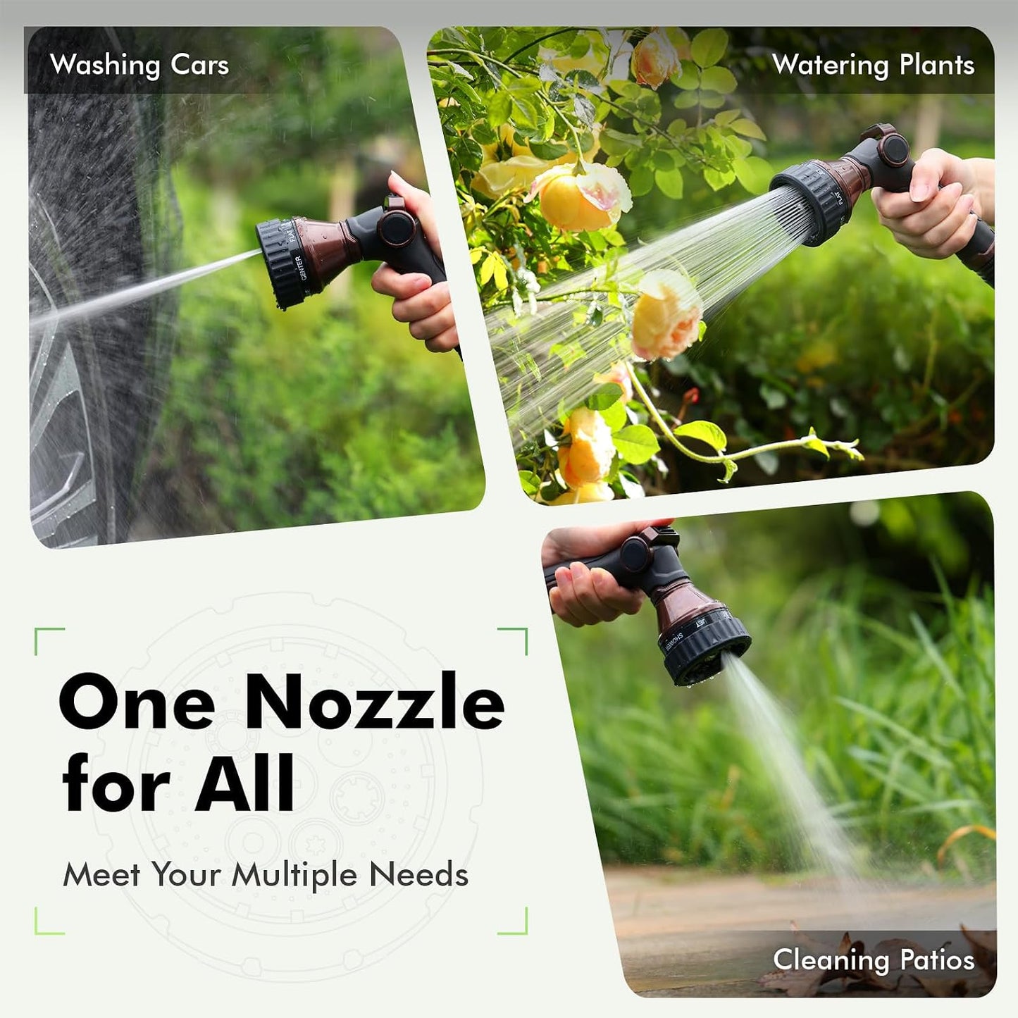 RESTMO Water Hose Nozzle Heavy Duty, Adjustable Hose Sprayer Thumb Control | Premium Zinc Alloy, 8 Adjustable Spray Patterns, Flow Control, TPR Rubberized, Ideal for Plants & Lawns, Cars & Pets, Black