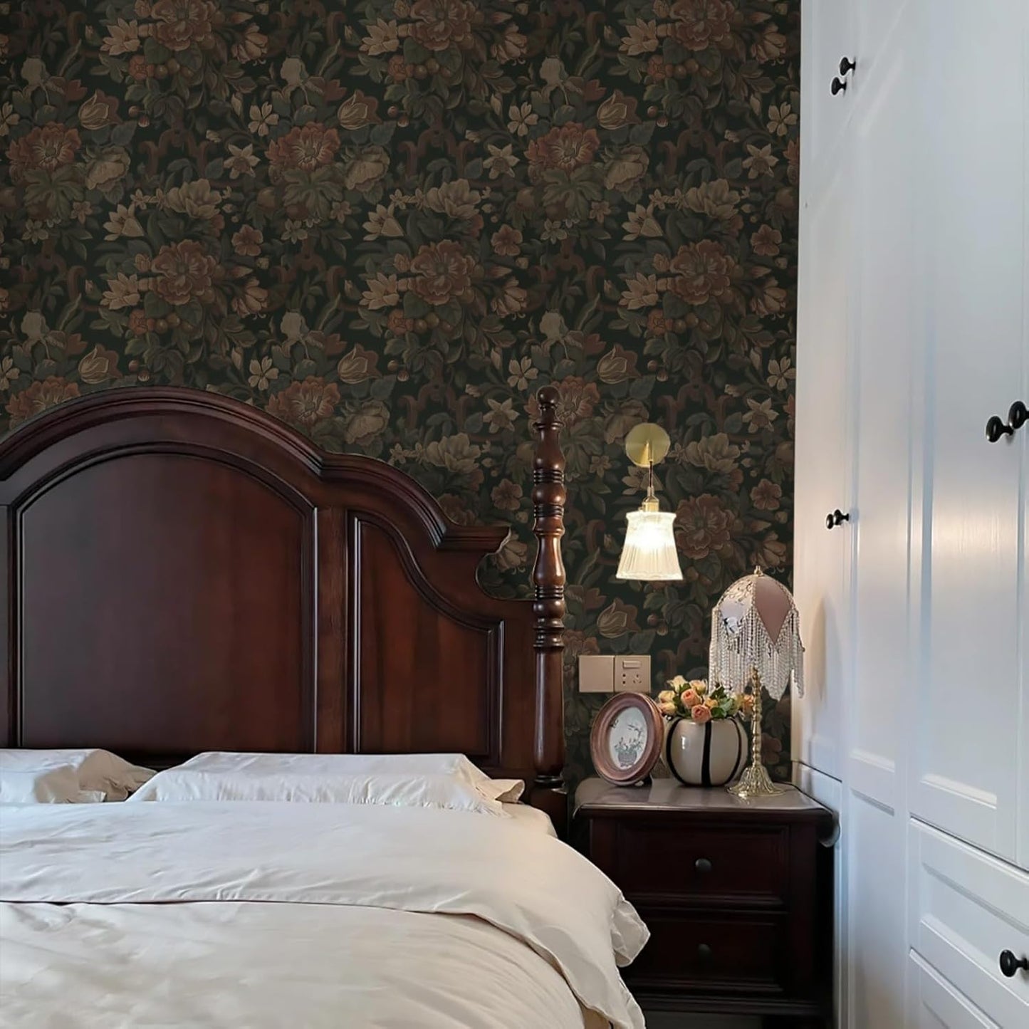 Dimoon 17.3''x78.7'' Peel and Stick Wallpaper Floral Cute Contact Paper Vintage Village Country Cottage Wallpaper Farmhouse Yellow Beige Renter Friendly Geometry Waterproof Embossed Kitchen Bedroom