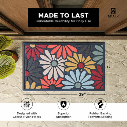 Extra Durable, Superior Absorption, Front Door Mat for Outdoor & Indoor - Welcome Mat for Entryway, Entrance, Patio, Porch - Waterproof, Non-Slip Backing, Coarse Fibers (Scales,17x29)