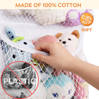 Ofiray-home Cotton Over The Door Stuffed Animal Storage | Toy Organizer for Storage Plush Toys, Stuffed Animal Holder with 4 Large Pockets, Hanging Door Organizer for Nursery