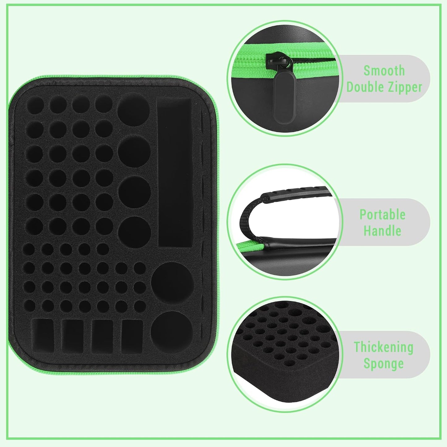 Battery Organizer Storage Case with Tester for AA AAA Button Battery Holder Carrying 3 Batteries Variety Pack 88 Batteries Zipper Mesh Bag (Batteries Not Included) (black-green)