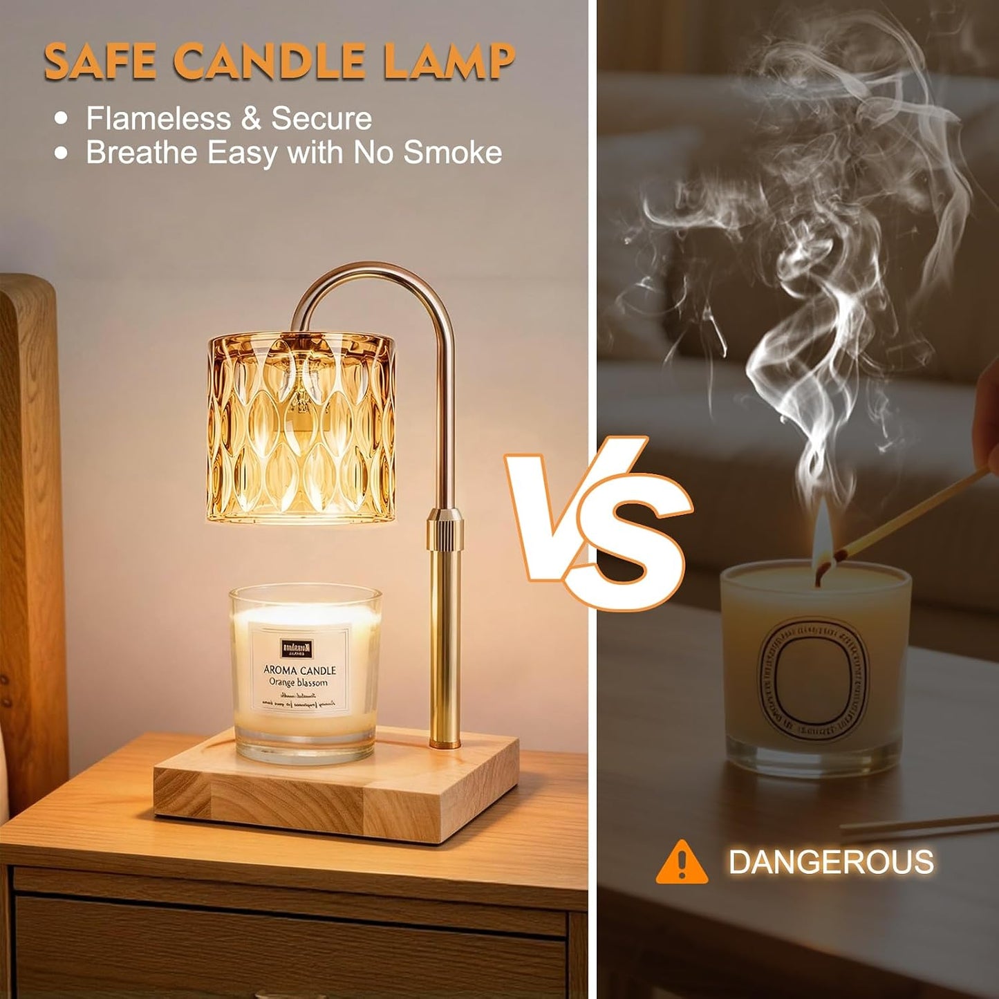 Candle Warmer Lamp with Timer & Dimmer, Candle Warmer Height Adjustable, Fits All Jar Scented Candles, Candle Lamp with 3 Bulbs, Charming Gift Box with Ribbon for Gifting