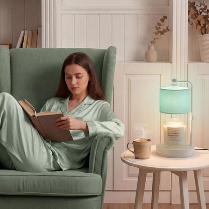Candle Warmer Lamp with Timer, Modern Farmhouse Candle Warmer, Height Adjustable & Dimmable Electric Candle Warmer Lamp, Includes 2 Bulbs, Birthday Gift for Women, Mom, Housewarming - Flaxen