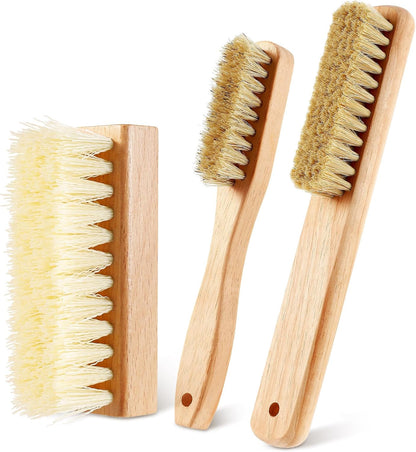 3 Pcs Wood Laundry Stain Brush Stain Remover Brushes with Boar Bristle Small Stain Brush for Clothes for Scrubbing Stains from Furniture Fabric Leather(3 Pcs C)
